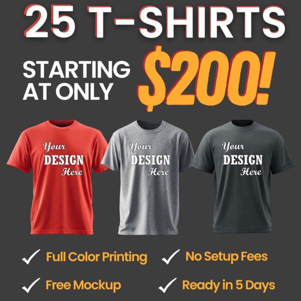 Package Deal - 25 Shirts for $200 - 1 Side Print Thumbnail